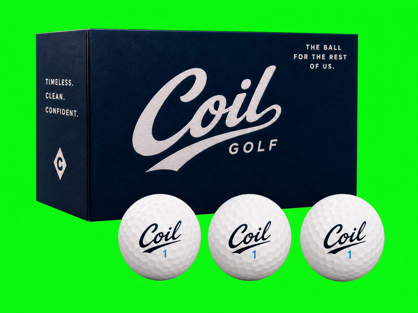Coil Golf ball box with three Coil golf balls